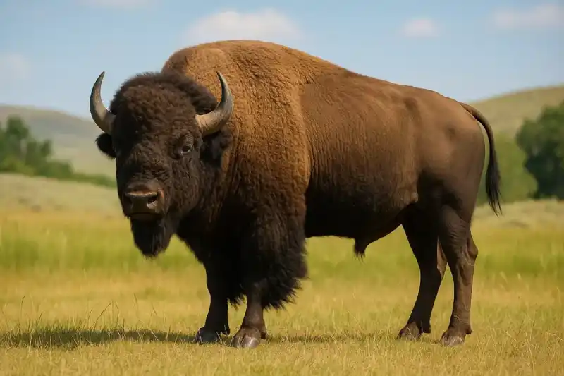 The American bison, the state animal: a symbol of strength, survival, and American cultural heritage.