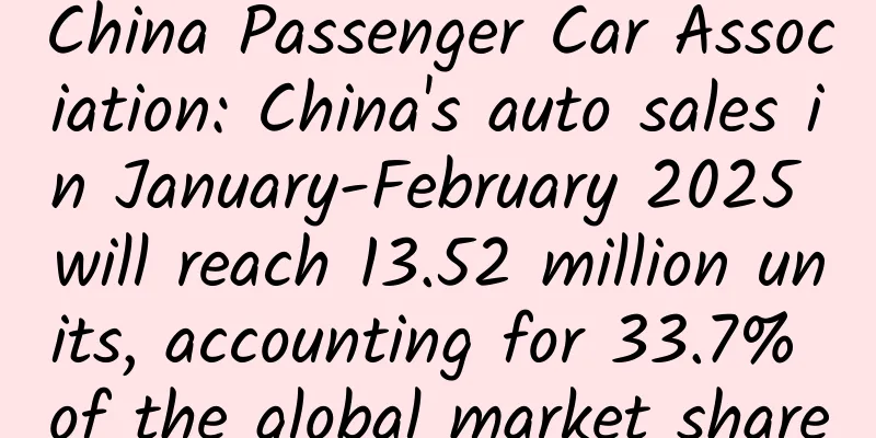 China Passenger Car Association: China's auto sales in January-February 2025 will reach 13.52 million units, accounting for 33.7% of the global market share
