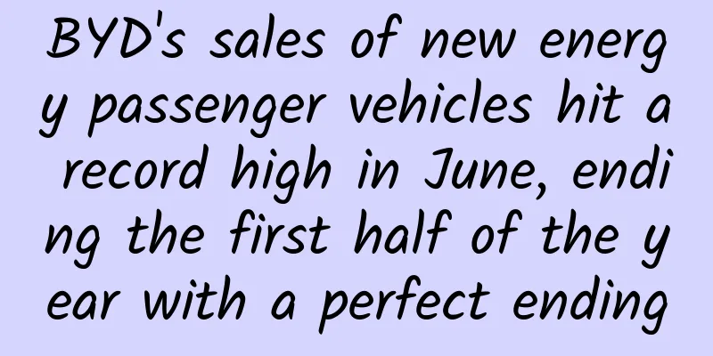 BYD's sales of new energy passenger vehicles hit a record high in June, ending the first half of the year with a perfect ending