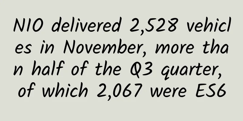 NIO delivered 2,528 vehicles in November, more than half of the Q3 quarter, of which 2,067 were ES6
